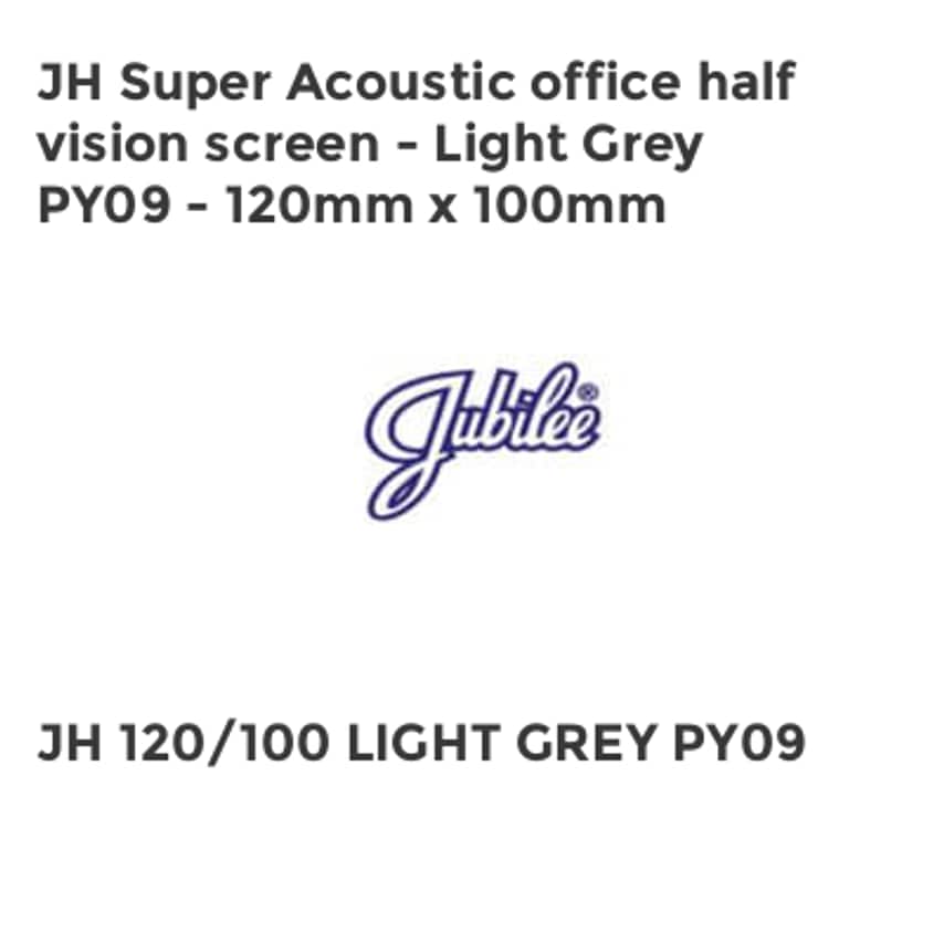 Jubilee JH Super Acoustic office half vision screen - Light Grey PY09 - 120mm x 100mm