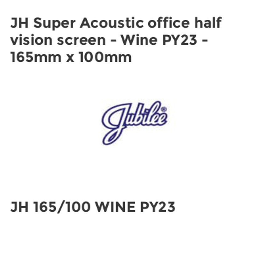 Jubilee JH Super Acoustic office half vision screen - Wine PY23 - 165mm x 100mm