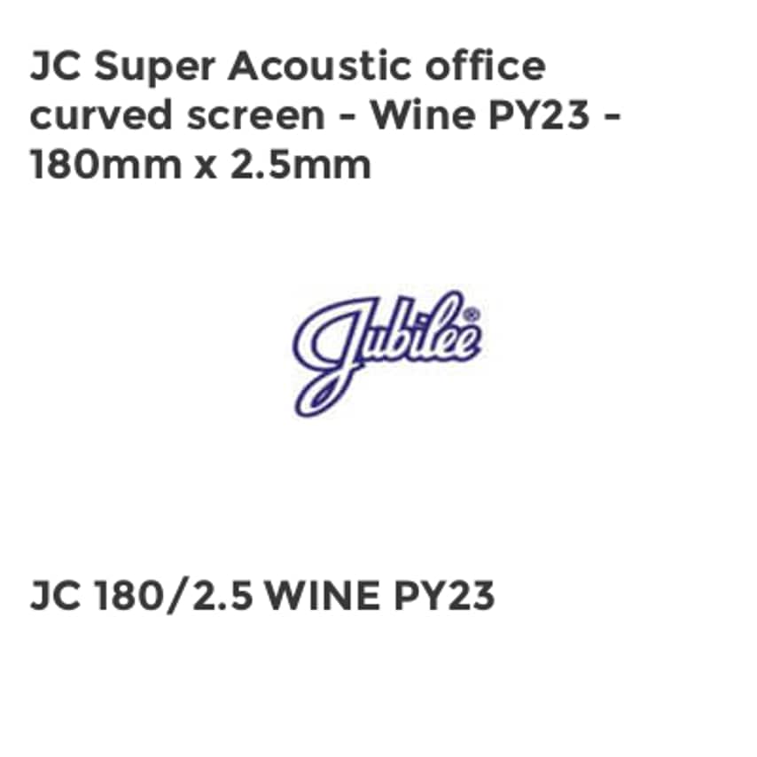 Jubilee JC Super Acoustic office curved screen - Wine PY23 - 180mm x 2.5mm