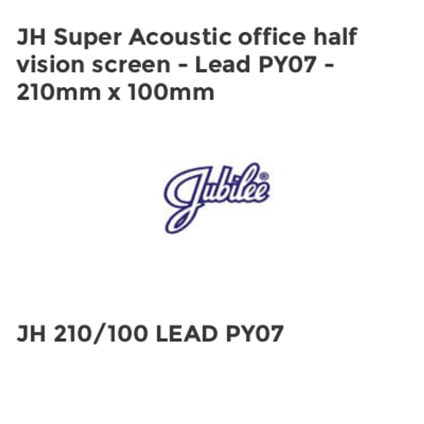 Jubilee JH Super Acoustic office half vision screen - Lead PY07 - 210mm x 100mm