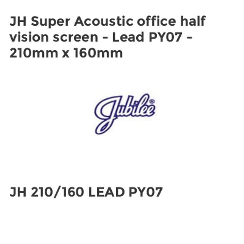 Jubilee JH Super Acoustic office half vision screen - Lead PY07 - 210mm x 160mm