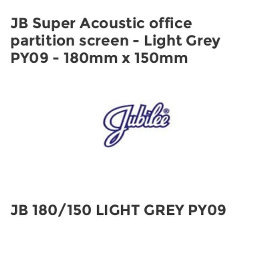Jubilee JB Super Acoustic office partition screen - Light Grey PY09 - 180mm x 150mm