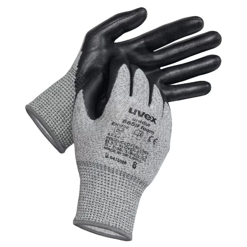 uvex 6659FOAM Unidur HPPE Grey/Black Gloves Size 8