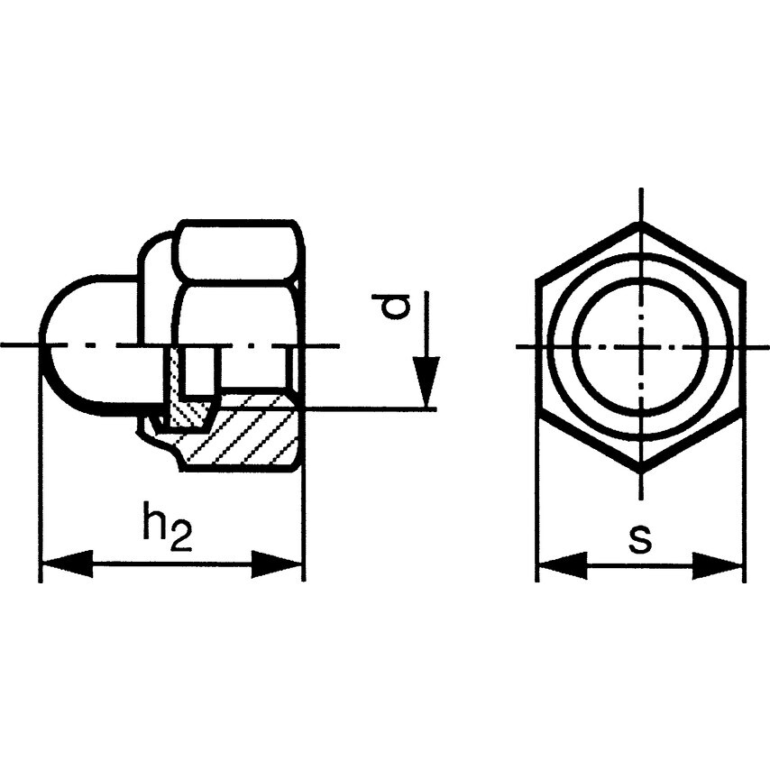 Qualfast M16 Dome Lock Nut N/M Insert BZP (6)- you get 50