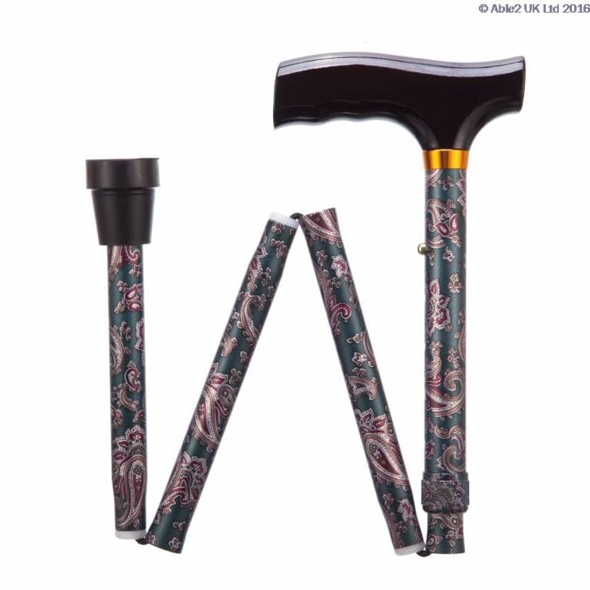 Able 2 Able2 Folding Adjustable Walking Sticks - Paisley 33-37"