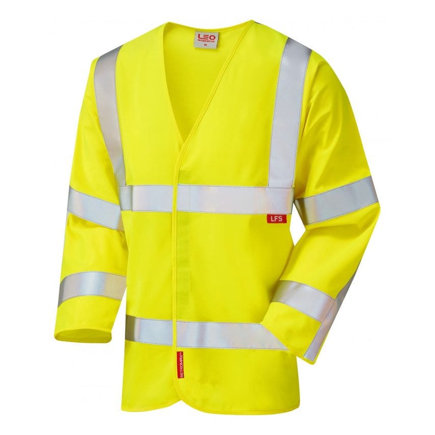 Leo Workwear Parkham ISO 20471 CL 3 Lfs Sleeved Waistcoat (En 14116) Hi-vis Yell