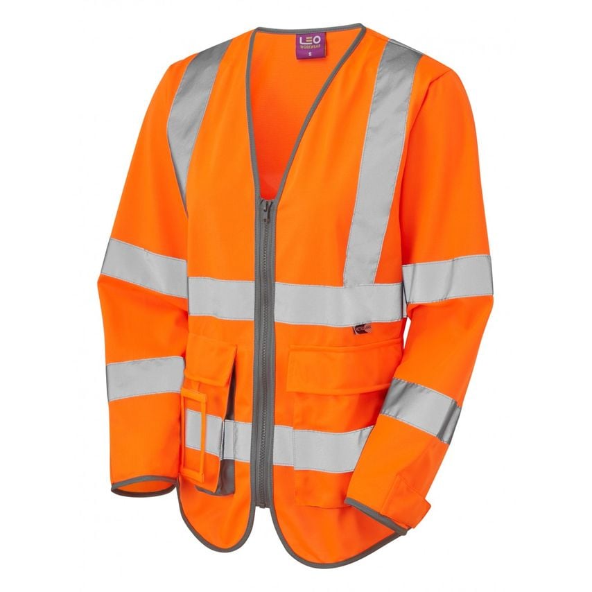 Leo Workwear Beaworthy ISO 20471 CL 2 Superior Women's Sleeved Waistcoat Hi-vis