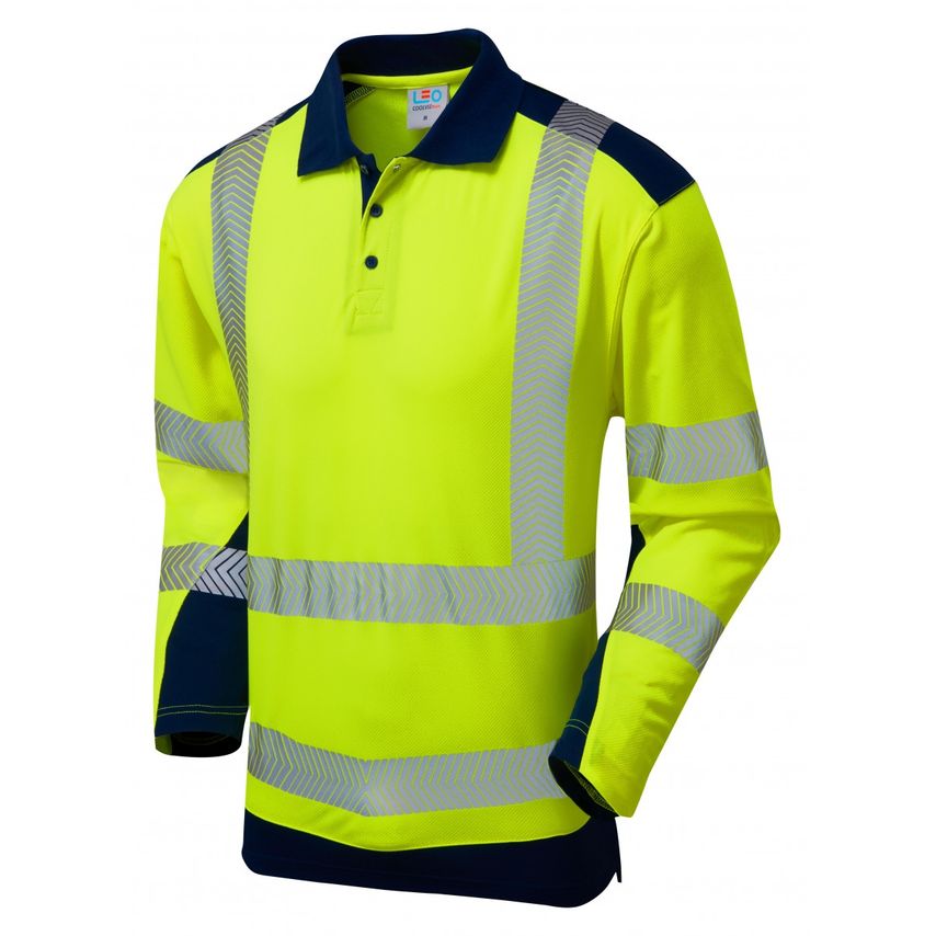 Leo Workwear Wringcliff ISO 20471 Class 2 Dual Coolviz Plus Sleeved Polo Shirt