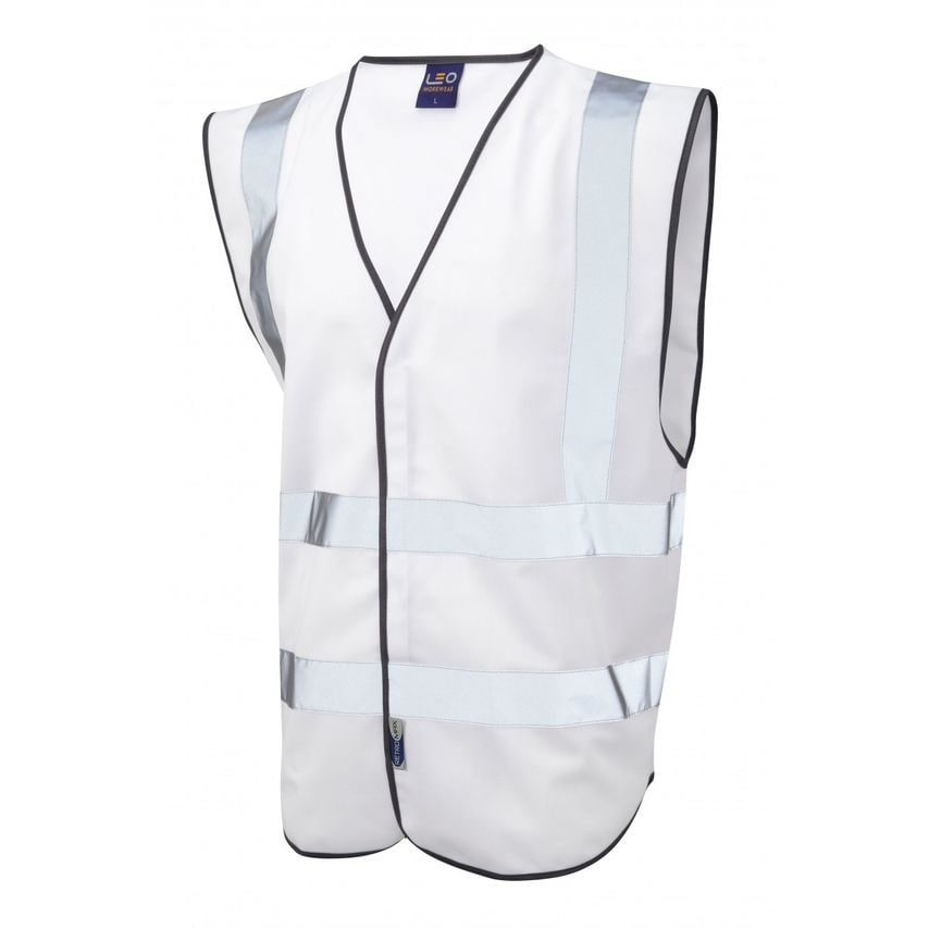 Leo Workwear Pilton Coloured Reflective Waistcoat White Large