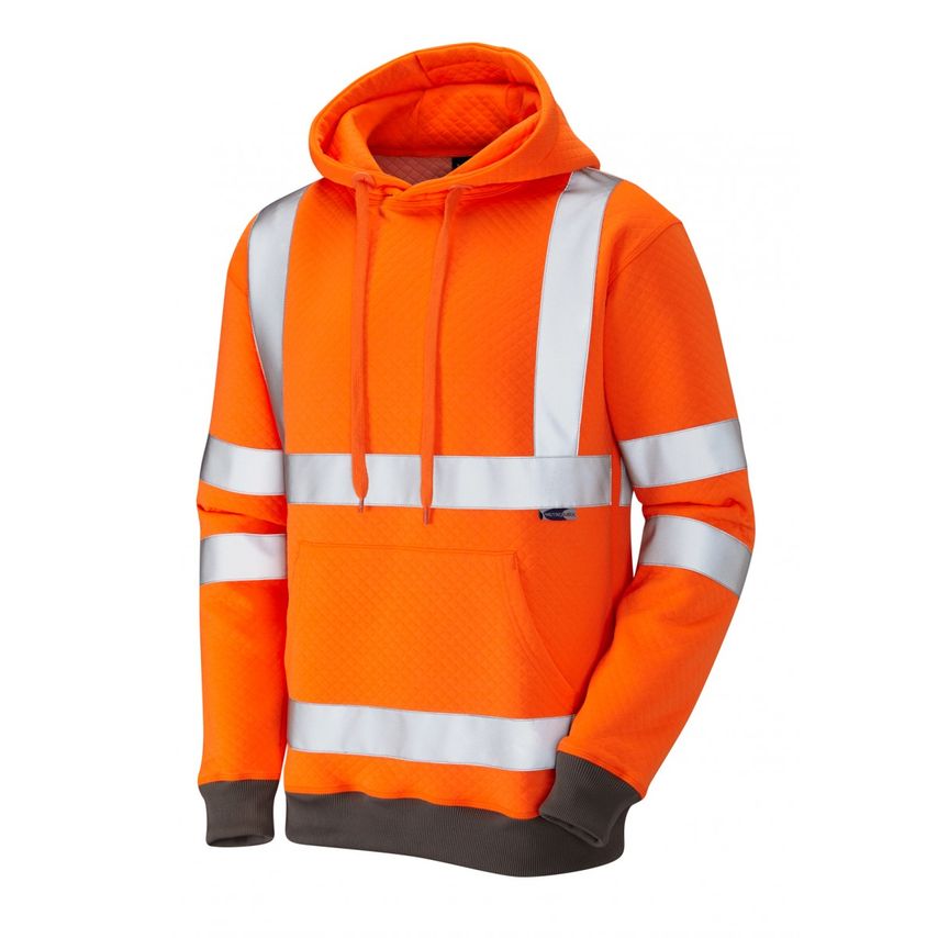 Leo Workwear Goodleigh EN ISO 20471 CL 3 Hooded Sweatshirt Hi-vis OrangeXL