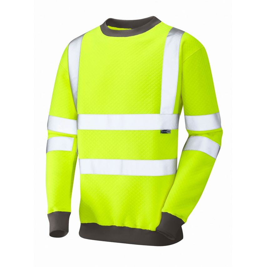 Leo Workwear Winkleigh ISO 20471 CL 3 Crew Neck Sweatshirt Hi-vis Yellow6XL