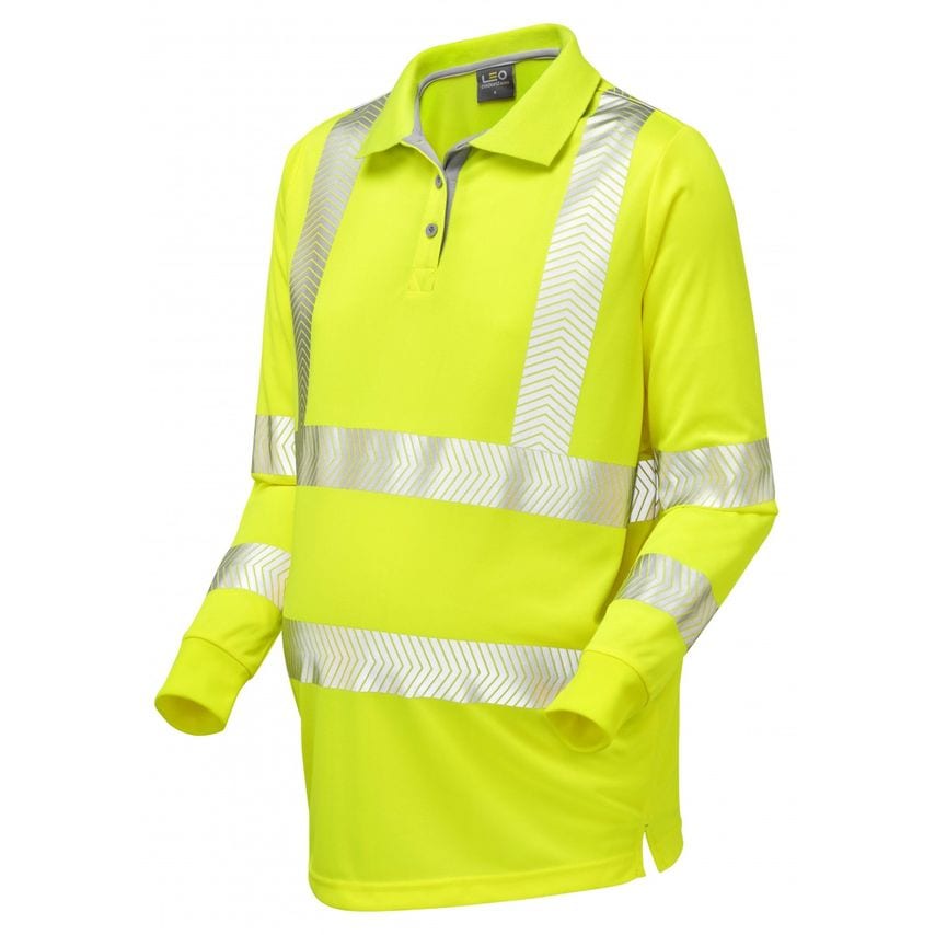Leo Workwear Yarnacott ISO 20471 CL 2 Coolviz Ultra Maternity Long Sleeve Polo S
