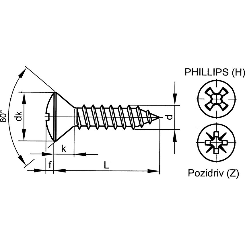 Qualfast ST3.5X25MM Cross RSD Countersunk Tap Screw A2- you get 200