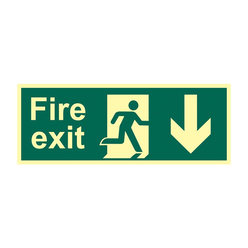 Spectrum Industrial Fire Exit (Man Arrow Down) - PHS (400 x 150mm)