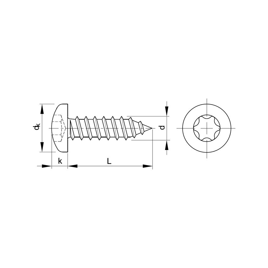 Qualfast ST2.9X13MM TORX Socket Pan Head Tap Screw A2- you get 1000