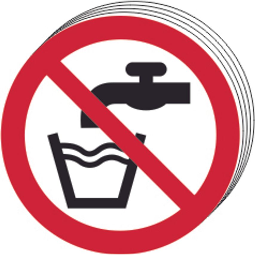Spectrum Industrial Not Drinking Water Symbol - Sav (50mm Dia.), Pack of 10