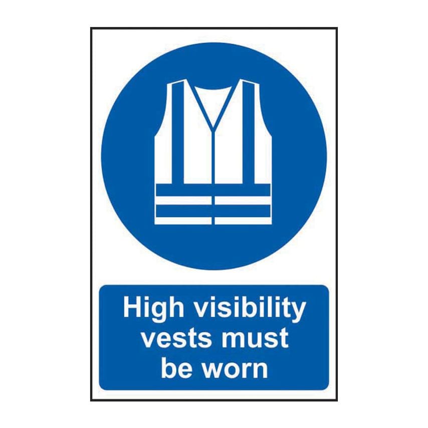 Spectrum Industrial High Visibility Vests Must Be Worn - RPVC (200 x 300mm)