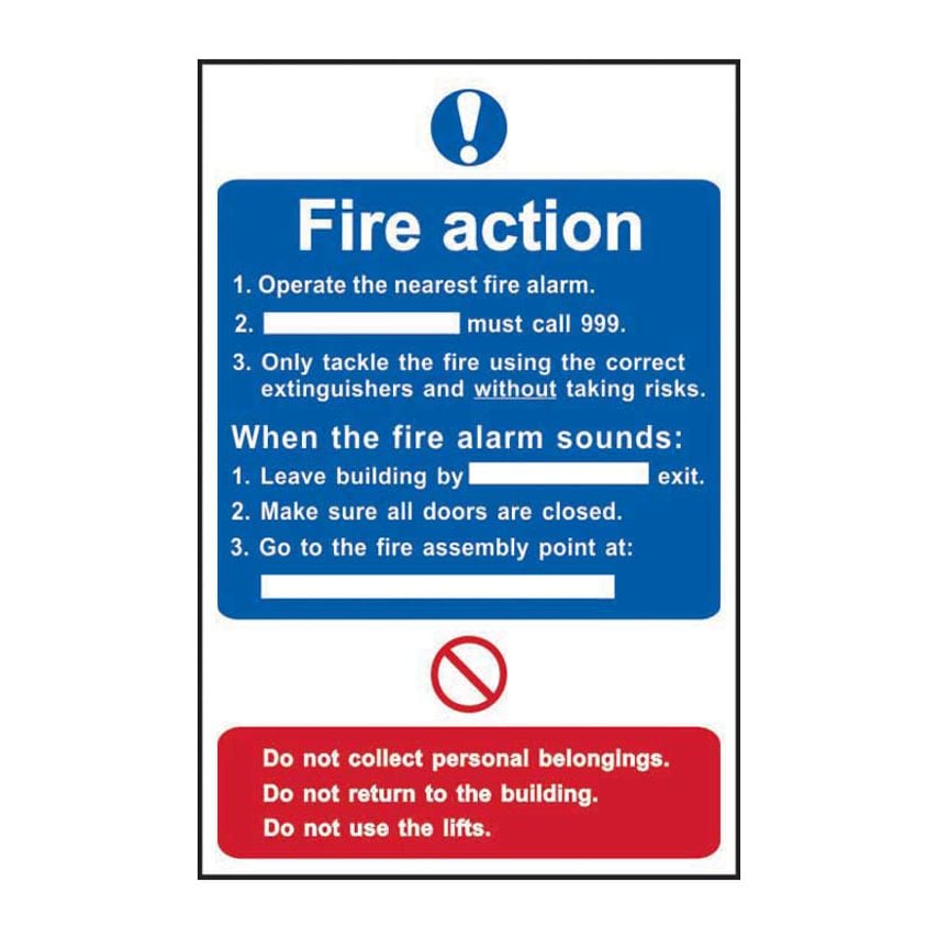 Spectrum Industrial Fire Action Procedure - RPVC (200 x 300mm)