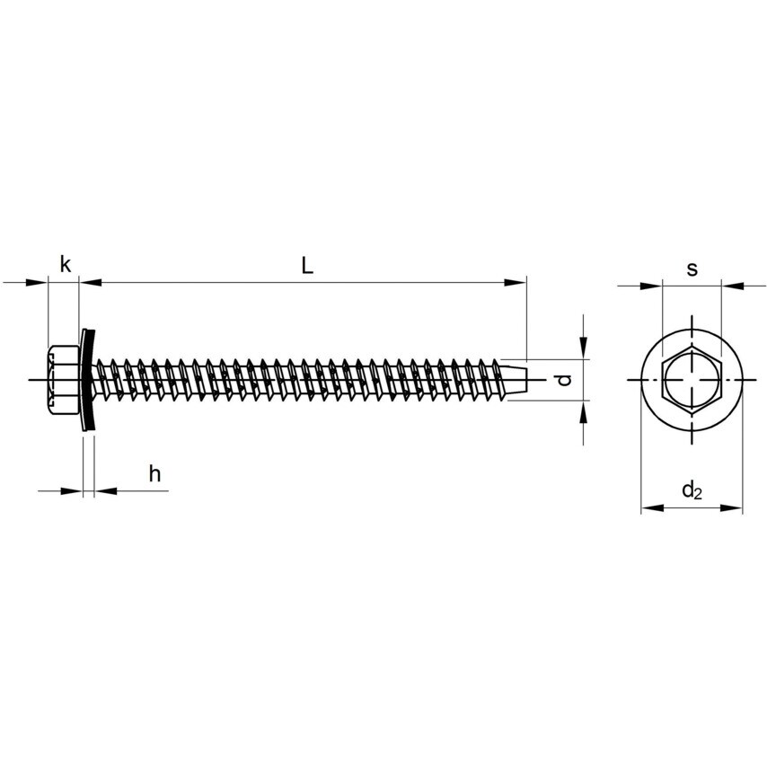 Qualfast 6.5X240MM Cladding Screw A2 Cone Point C/W 22MM Sealing Wa- you get 100