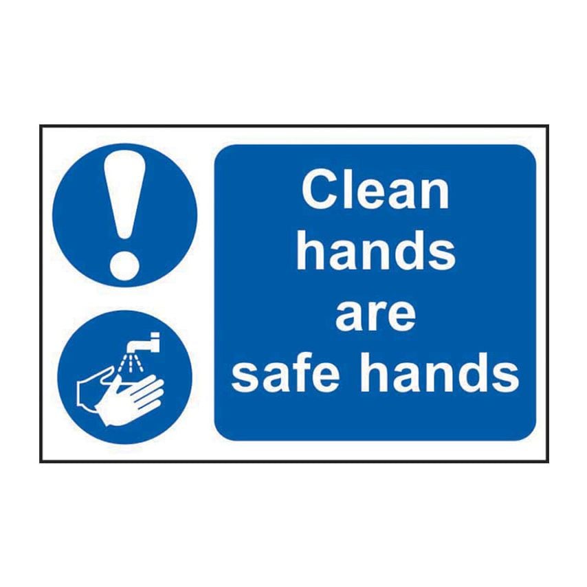 Spectrum Industrial Clean Hands Are Safe Hands - PVC (300 x 200mm)