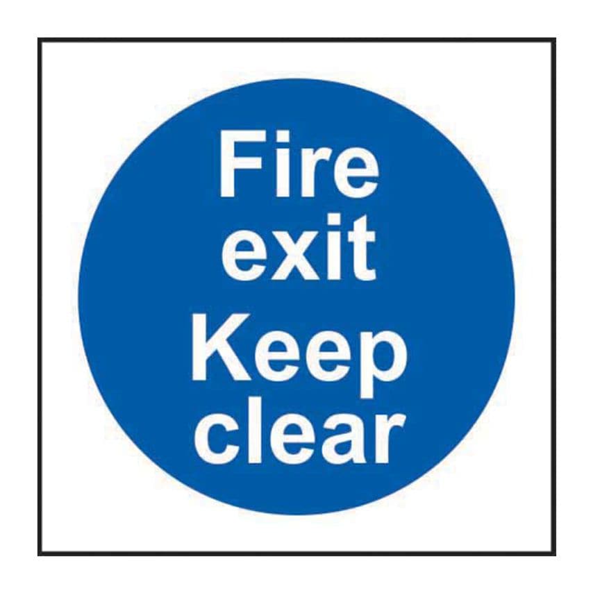 Spectrum Industrial Fire Exit Keep Clear - Sav (200 x 200mm)