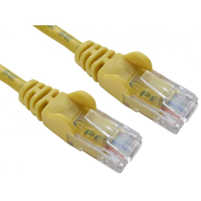 Cables Direct 5 Cables 0.5M Network 5E Moulded Boots Yellow