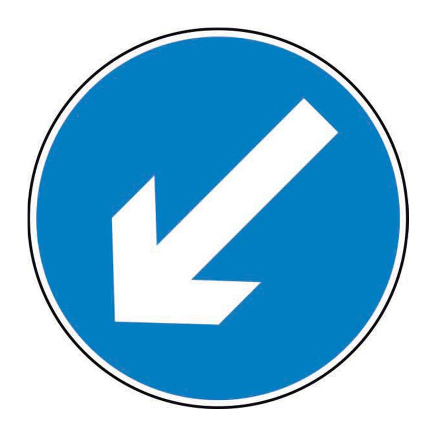 Spectrum Industrial 600mm Diameter Dibond 'Down/Left Arrow' Road Sign (without C