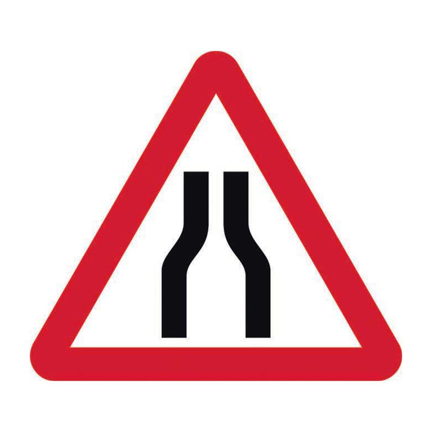 Spectrum Industrial 600mm Triangle Dibond 'Road Narrows Both Lanes' Road Sign (w