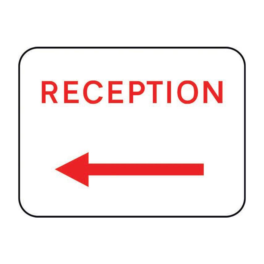 Spectrum Industrial 600 x 450mm Dibond 'Reception Arrow Left' Road Sign (without