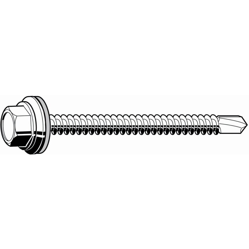 Qualfast 6.3X50MM Roofing/Front Bolt BZP Drill Point & Elastomer Was- you get 10