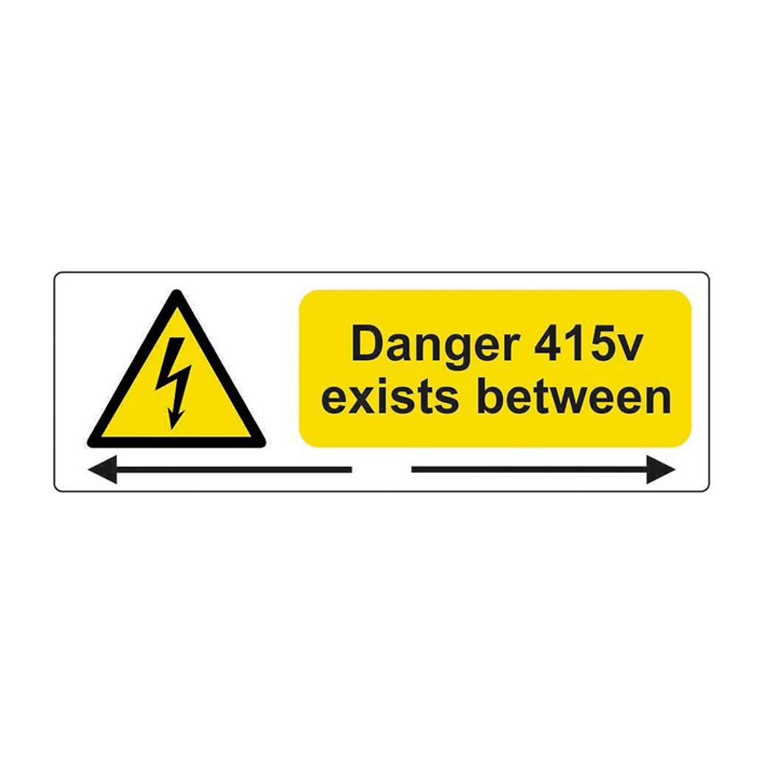 Danger 415V Exists Between Electrical Labels