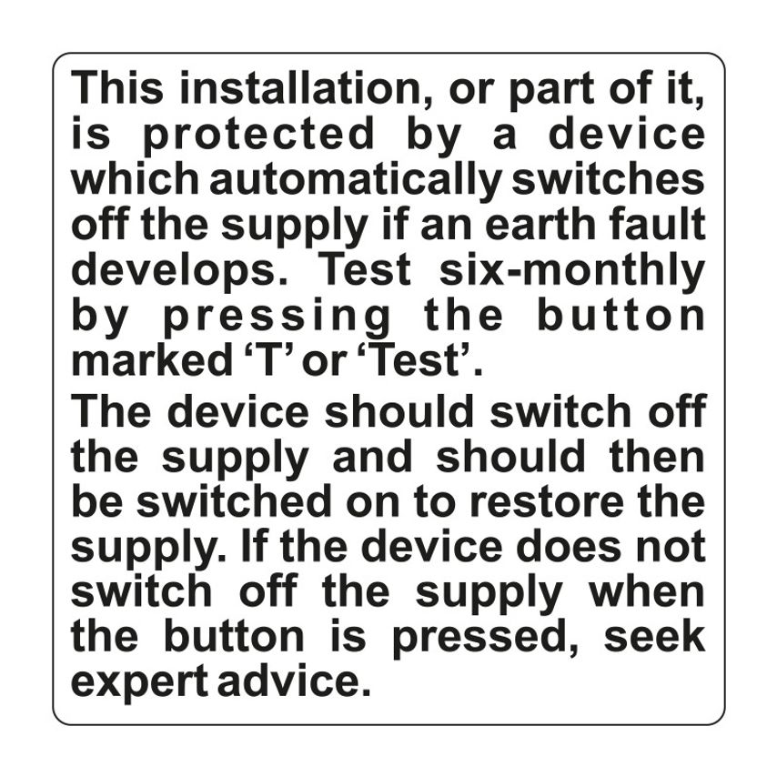 Spectrum Industrial Important RSD Test Label - Pack of 25 Sav (75 X 75MM)