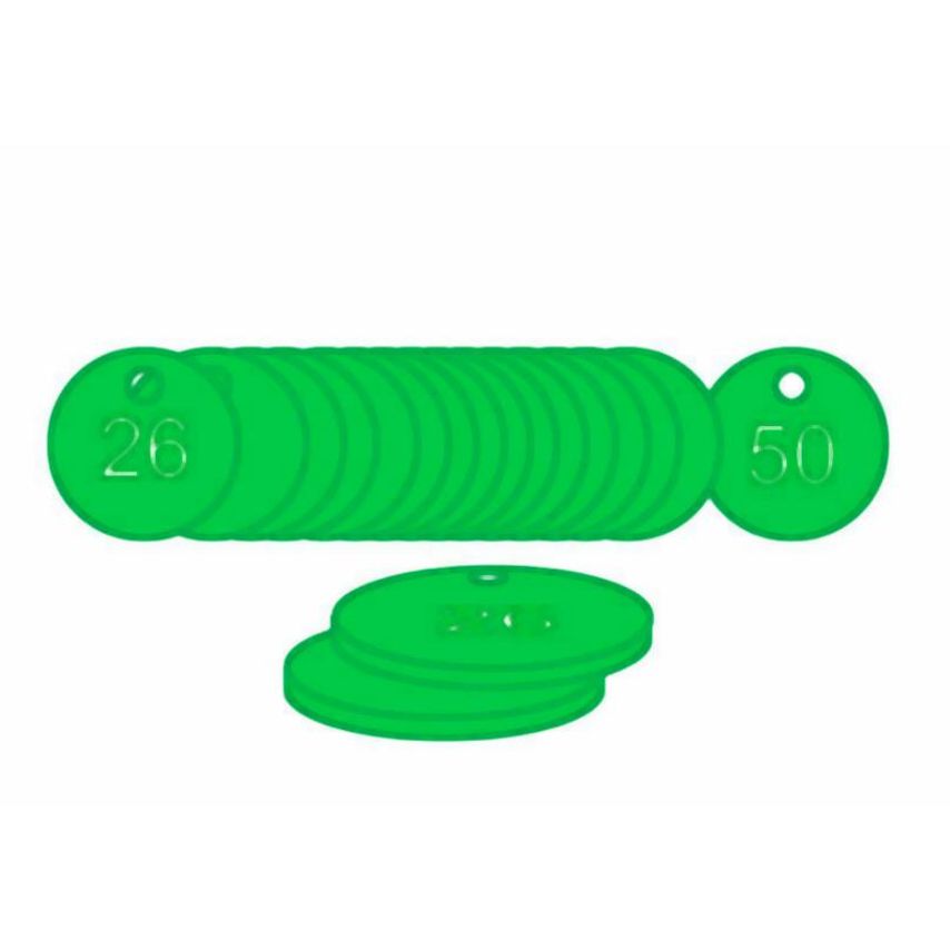 Spectrum Industrial 33mm Diameter Traffolite Tags - Green (151 to 175)
