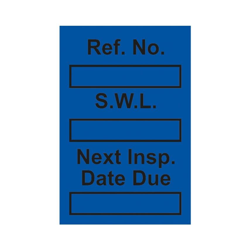 Spectrum Industrial Safe Working Load Mini Tag Insert - Blue, Pack of 20