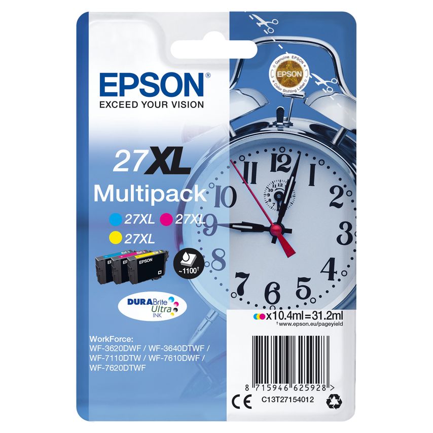 Epson Alarm Clock Multipack 3-colour 27XL DURABrite Ultra Ink