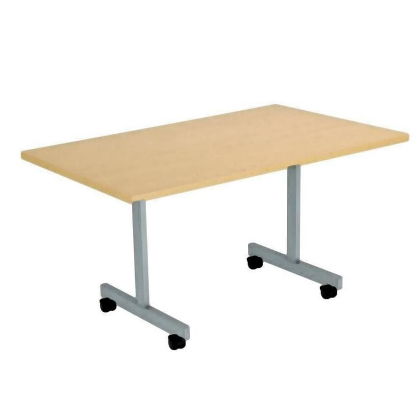 Tc One Eighty Tilting Table 1200 x 700 Silver Legs Grey Oak Rectangular Top