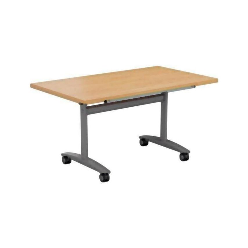 TC One Tilting Table 1400 X 700 - Beech Top and Silver Legs