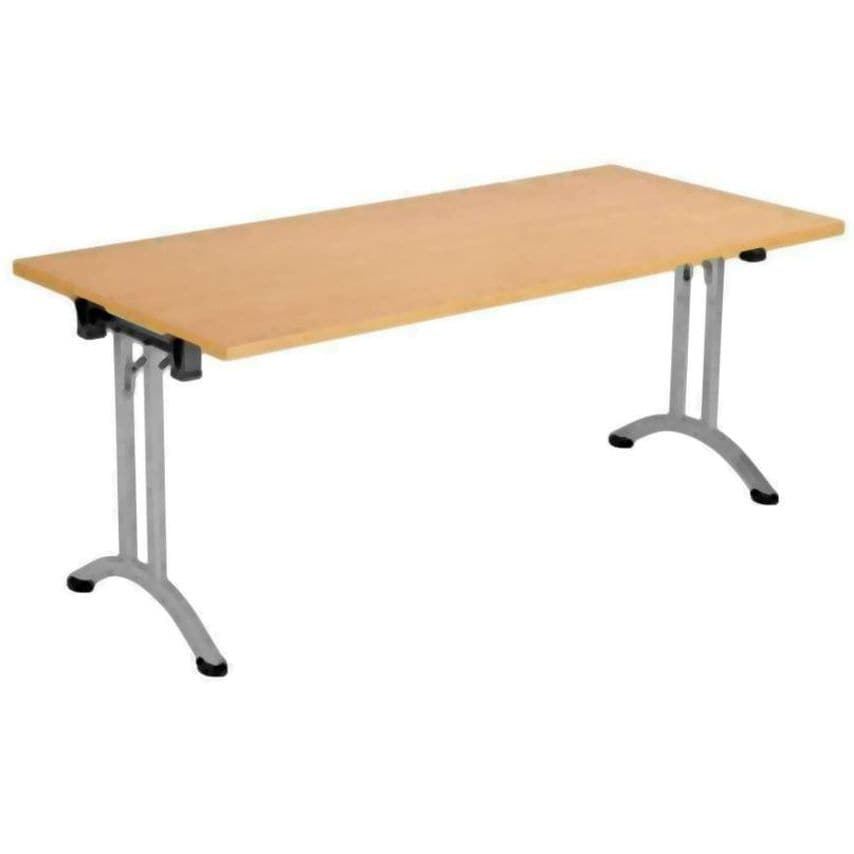 TC One Union Folding Table 1200 X 700 Silver Frame Beech Rectangular Top