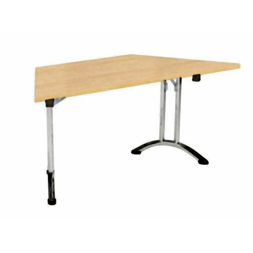 Tc One Union Folding Table 1600 x 800 Chrome Frame Oak Trapezoidal Top