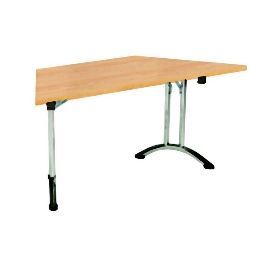 TC One Union Folding Table 1600 X 800 Silver Frame White Trapezoidal Top