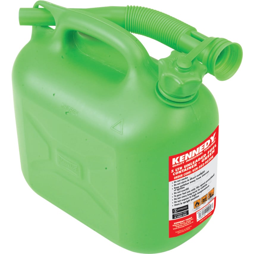 Kennedy 5L Unleaded Fuel Container - Green- you get 12
