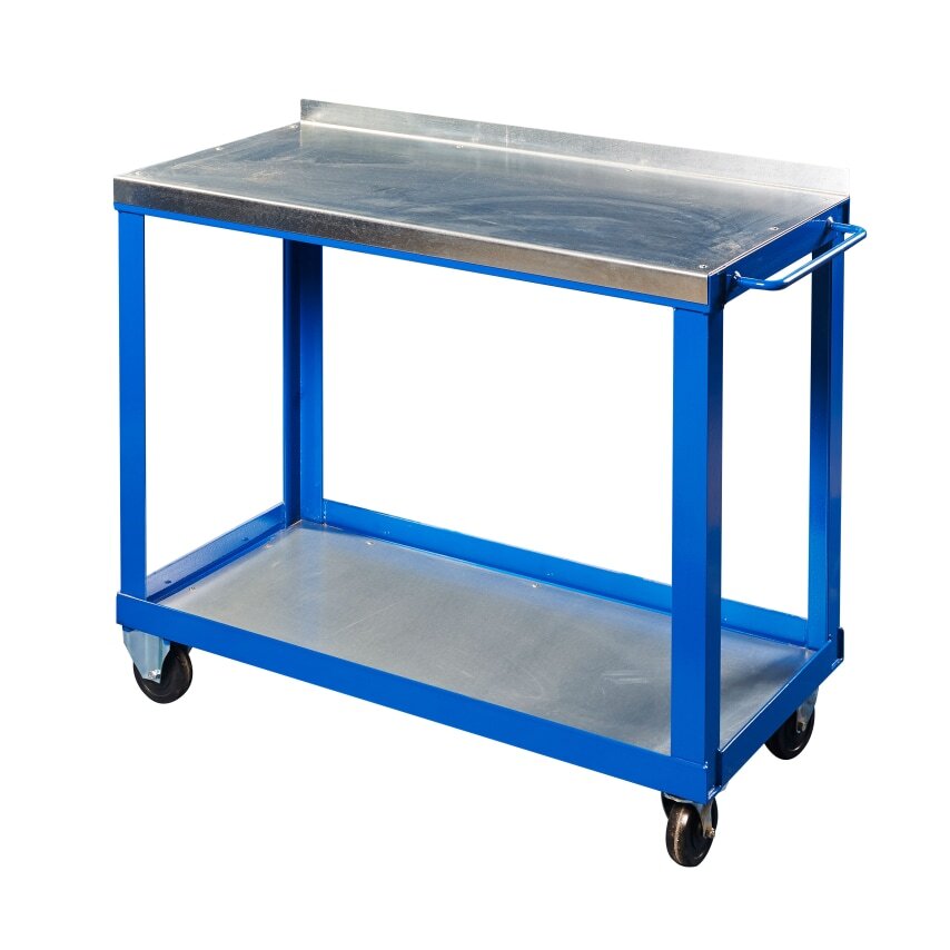 JAS Engineering Red 1000mm x 500mm Galvanised Steel Top Tool Trolley with Bottom