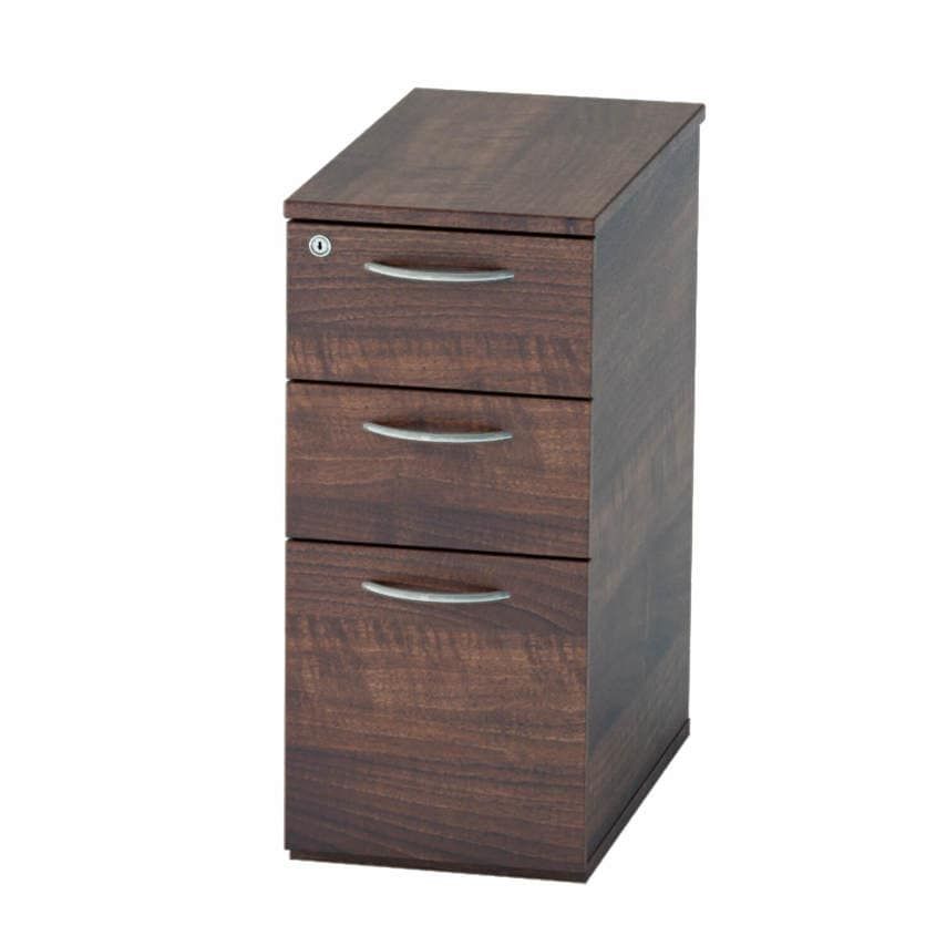 Lee & Plumpton Satellite Narrow Pedestal Three Drawer 555mm Walnut
