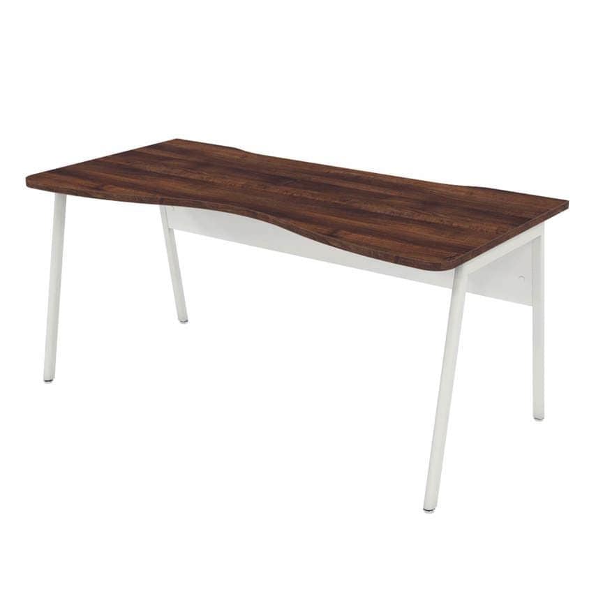 Lee & Plumpton Ascend 1600mm Double Wave Desk White/Walnut