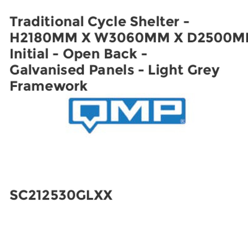 QMP Traditional Cycle Shelter - H2180mm x W3060mm x D2500mm - Initial - Open Bac