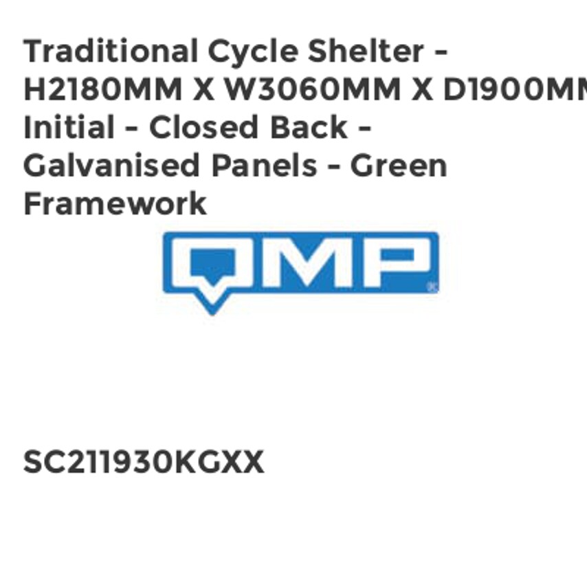 QMP Traditional Cycle Shelter - H2180mm x W3060mm x D1900mm - Initial - Closed B