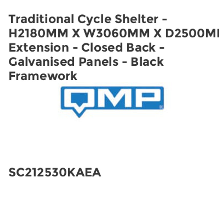 QMP Traditional Cycle Shelter - H2180mm x W3060mm x D2500mm - Extension - Closed
