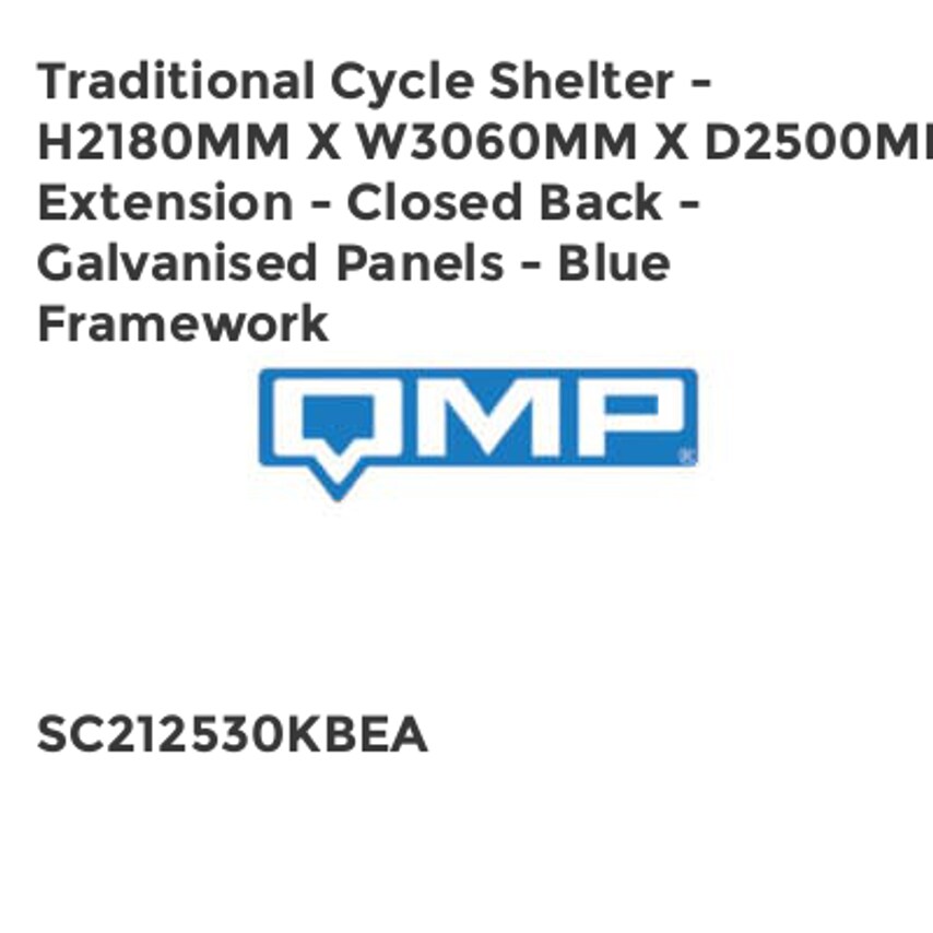 QMP Traditional Cycle Shelter - H2180mm x W3060mm x D2500mm - Extension - Closed