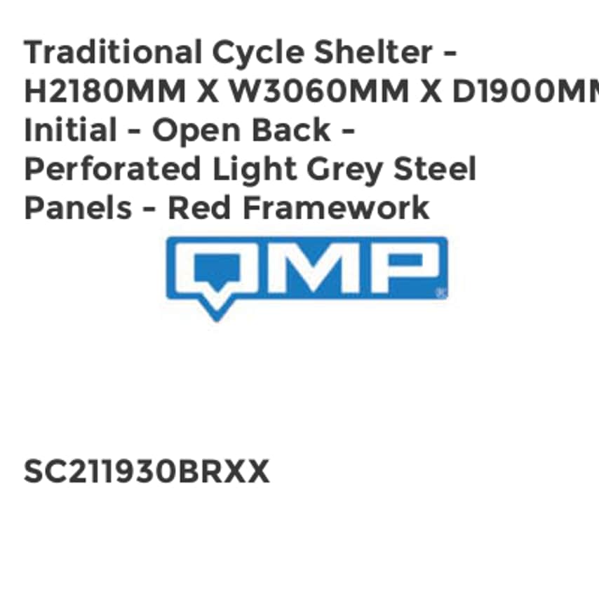 QMP Traditional Cycle Shelter - H2180mm x W3060mm x D1900mm - Initial - Open Bac