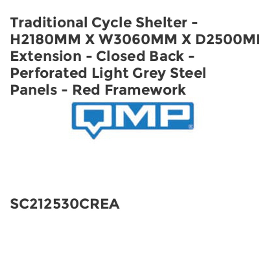 QMP Traditional Cycle Shelter - H2180mm x W3060mm x D2500mm - Extension - Closed